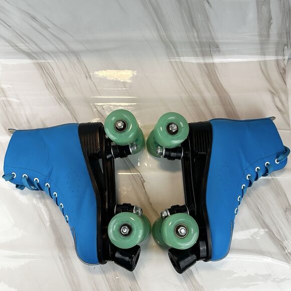 XUDREZ Dual Roller Skates Unisex Size 39 W 8.5 M 7 Blue with Green Wheels Tie Up - Picture 8 of 15